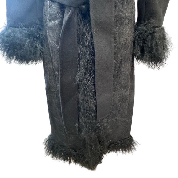 NWT Rare Charlotte Simone XS Black Faux Fur and Mongolian Lamb Trim Overcoat - Picture 4 of 8
